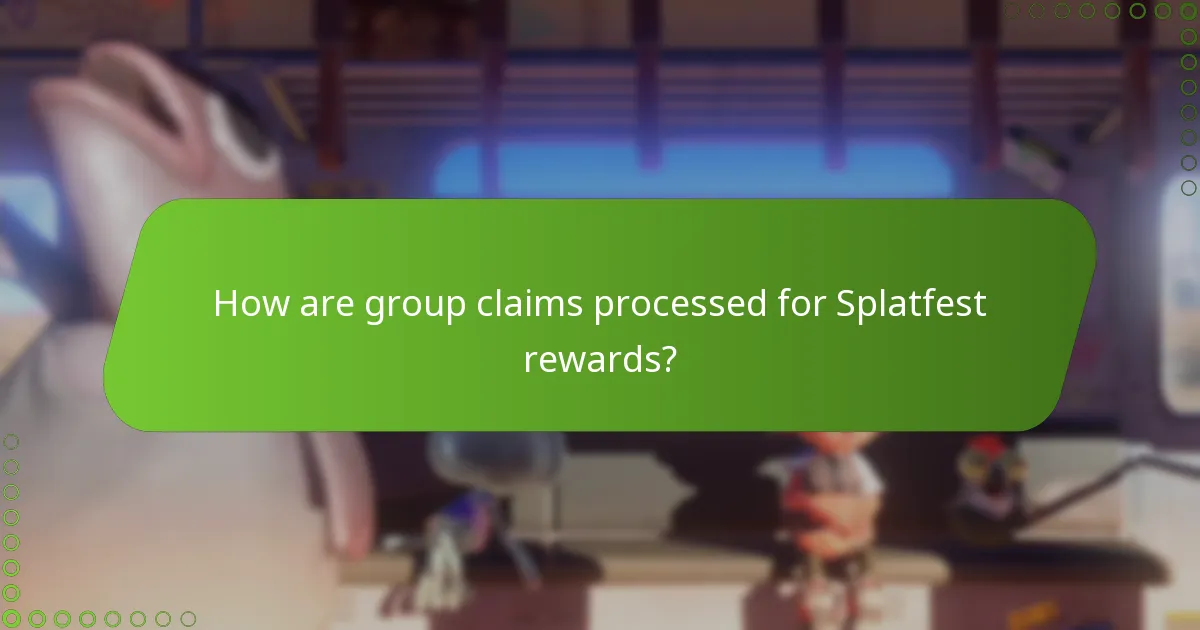 How are group claims processed for Splatfest rewards?